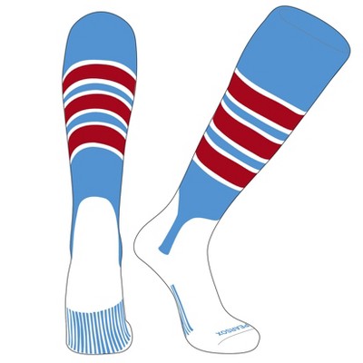 PEAR SOX OTC Baseball Softball Stirrup Socks (C, 5in) Sky Blue, White, Red (XL)