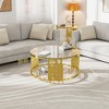 Dolonm Round Glass Coffee Table for Living Room - 35.43" Modern Center Table with Gold Legs & Tempered Glass Top, Stainless Steel Base - 3 of 4