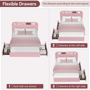 Bed Frame with Storage Headboard, Bed Frame with 2 Drawers - 1 of 4