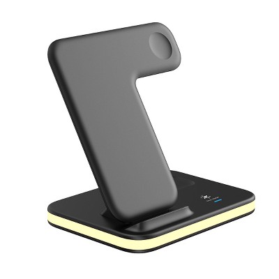 Link 4-in-1 Wireless Charging Stand with Night Light Compatible with iPhone 14/13/12, AirPods 3/2/pro, Apple Watch 7/6/5/SE/4/3/2/1 - Black
