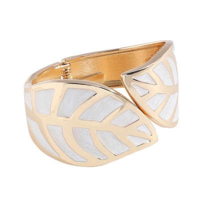 SOHI Women's Gold Foliage Statement Bracelet