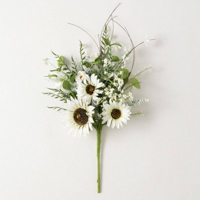 Sullivans Artificial Sunflower and Wispy Berry Bush 23"H; White