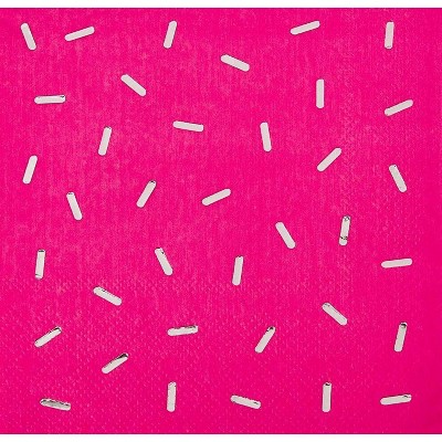 Juvale 50-Pack Sprinkle Hot Pink Silver Foil Disposable Paper Napkins Party Supplies, 5 x 5 In