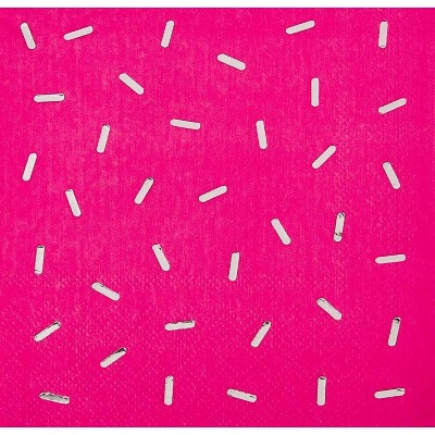 Juvale 50-Pack Sprinkle Hot Pink Silver Foil Disposable Paper Napkins Party Supplies, 5 x 5 In