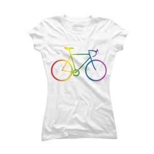 Adult Design By Humans Rainbow Bike Cyclist Pride By Bonganva T-Shirt - 1 of 2