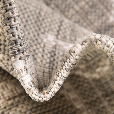 Gray Square Stain-Resistant Synthetic Outdoor Rug