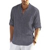 COOFANDY Men's Casual Beach Cotton Linen Henley T-Shirts Green M - 3 of 4