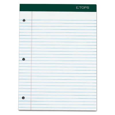 TOPS Double Docket Ruled Pads 8 1/2 x 11 3/4 White 100 Sheets 6 Pads/Pack 63437