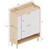 Homy Casa 2-Tier Flip Drawer Shoe Storage Cabinet with Solid Wood Legs, for Entryway, Natural - 3 of 4