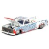 Chevrolet Silverado Dually Pickup Truck "On Fire V2" White Met w/Blue Flames and Blue Interior 1/64 Diecast Model Car by Mini GT - 2 of 4