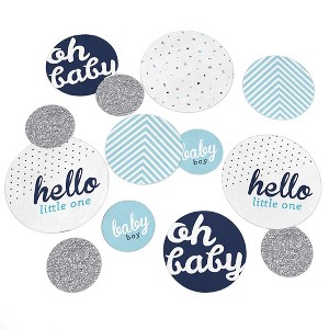 Big Dot of Happiness Hello Little One - Blue and Silver - Baby Shower Giant Circle Confetti - Boy Baby Shower Decorations - Large Confetti 27 Count - 1 of 4