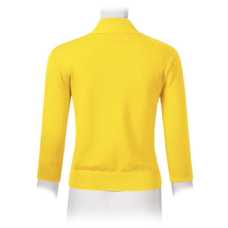 Women’s 3/4 Sleeve Cropped Cardigan Sweaters Open Front Knit Short Bolero Shrugs, 4 of 6