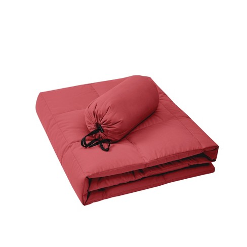 60x70 650 Fill Power Packable Down Throw with Pouch Red Beautyrest Burgundy Polyester Year Round Comfort