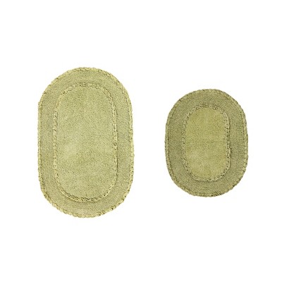 Set Of 2 Double Ruffle Collection Sage Cotton Ruffle Pattern Tufted ...