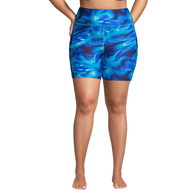 Lands' End Women's Chlorine Resistant High Waisted 6" Bike Swim Shorts with UPF 50, 1 of 6