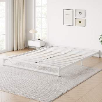 Whizmax 6 Inch Queen Size Metal Platform Bed Frame with Wavy Pattern, Mattress Foundation and No Box Spring Needed, Easy Assembly, White