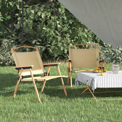 vidaXL Camping Chairs 2 pcs Beige 21.3"x16.9"x23.2" Oxford Fabric