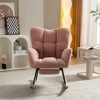 PAGED Rocking Chair Modern Accent Chair, Teddy Fabric Reading Chair for Bedroom, Living Room Furniture - 3 of 4