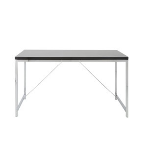 HomeRoots 54" Black and Silver Wood and Stainless Steel Writing Desk - 1 of 4
