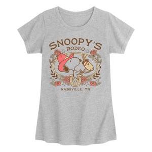 Girls' - Peanuts - Snoopy Western Fitted Short Sleeve Graphic T-Shirt - 1 of 4