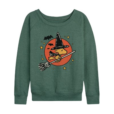 Women's - Peanuts - Woodstock Witch Lightweight French Terry Wide Neck Long Sleeve Shirt