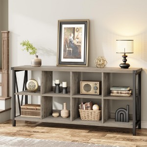 8 Cube Storage Organizer Bookshelf, 3 Tier Metal Horizontal Bookcase - 1 of 4