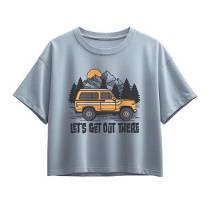 Girls' - Instant Message - Let's Get Out There Short Sleeve Boxy Graphic T-Shirt - 1 of 3