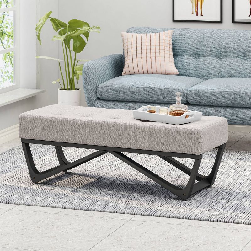 Assisi Contemporary Ottoman Bench Light Gray - Christopher Knight Home, 3 of 7