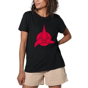 Women's Star Trek Klingon Logo Loose T-Shirt Black - 1 of 4