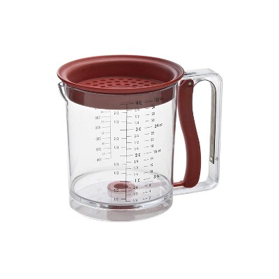 Swing-A-Way 4 Cup Easy Release Fat & Gravy Separator With Standard Measurements, Removable Lid & Spring Loaded Bottom, Red