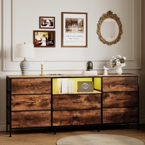 TV Stand Dresser for 45-65 Inch TV, Entertainment Center, 8 Fabric Drawers,  Metal Frame Storage Cabinet with Wood Top for Living Room Bedroom Hallway :  Target