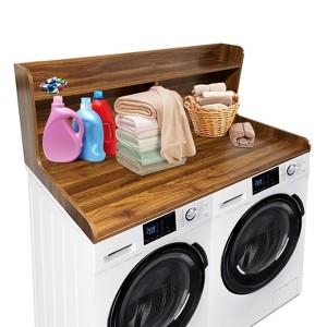 Washer Dryer Countertop, 54x27.5 Inches Waterproof Wood Laundry Topper - Edge Railing, Non-Slip for Laundry Room Organization - 1 of 4