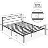 Garvee Twin/Queen Metal Bed Frame w/Headboard and Footboard, Iron-Art Heart Design, No Box Spring Needed, Underbed Storage, Blac - 2 of 4