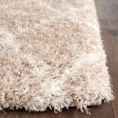 Ivory Shimmering Waves 8' x 10' Synthetic Shag Area Rug