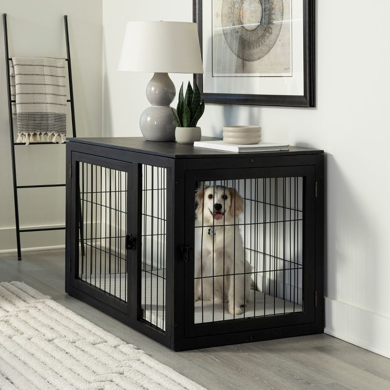 Pet Adobe Furniture-Style Dog Crate, Black, 4 of 9