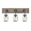 CLAXY Farmhouse 3 Light Mason Jar Bathroom Vanity Lighting Wood and Glass - 2 of 4