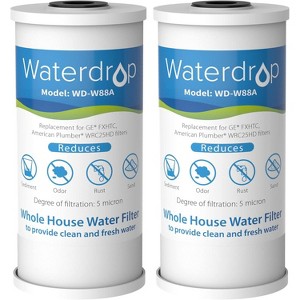 Waterdrop FXHTC Whole House Carbon Water Filter, Replacement for GE FXHTC, GXWH40L, GXWH35F, 10" x 4.5" Cartridge, 5 Micron, Pack of 2 - 1 of 4