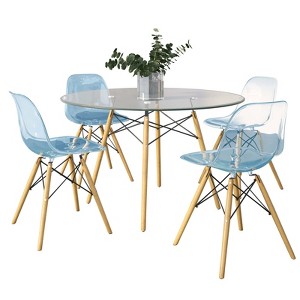 LeisureMod 5-Piece Dining Set, 4 Chairs, 1 Round Dining Table Dover Collection - 1 of 4