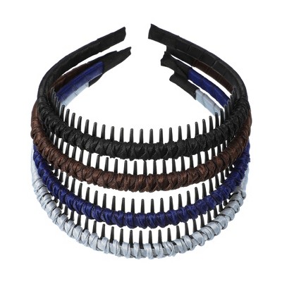 Unique Bargains Women's Teeth Comb Headbands Black Deep Blue 4 Pcs