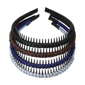 Unique Bargains Women's Teeth Comb Headbands Black Deep Blue 4 Pcs - 1 of 4