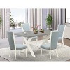 HomeStock 5-Piece Natural Oak Finish Solid Wood Top Dining Table with 4-Parson Chair - 2 of 4
