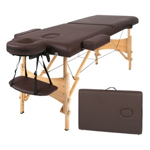 FDW Massage Table 2 Fold Portable Massage Table Spa Bed Massage Bed Height Adjustable Salon Tattoo Bed Lightweight Spa Table with Carry Case - 1 of 4