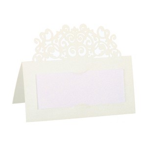 Unique Bargains Hollow Lace Cut Design Foldable Decor Table Name Place Cards 25 Pcs - 1 of 4