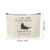 Unique Bargains Durable Cats Slogan Print Makeup Bag Beige 1 Pc - 2 of 4
