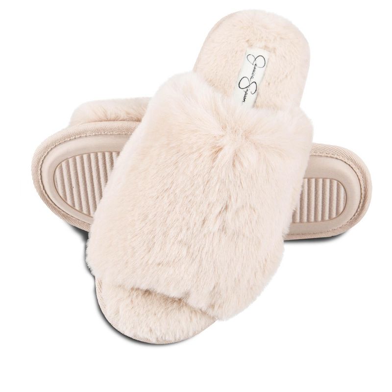 Jessica Simpson Womens Fuzzy Open Toe Slide Slipper, 1 of 6