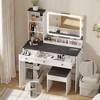 Makeup Vanity Desk with LED-Lit Mirror & Electrical Socket, 3 Lighting Color, White Dressing Table Set - 4 of 4
