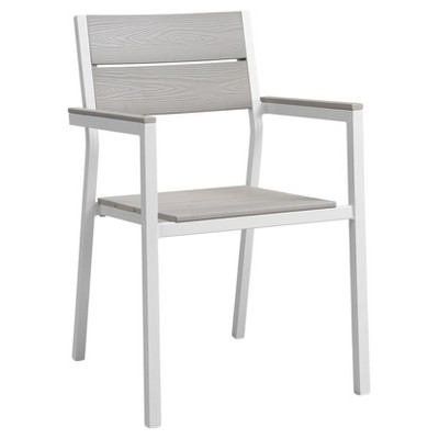 Maine Dining Outdoor Patio Armchair in White Light Gray - Modway