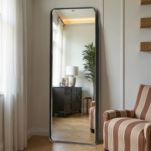 71"x28" Rectangle Floor Mirror, Full-length Mirror with Aluminum Alloy Frame for Living Room Bedroom Dressing Room, Black - 1 of 4