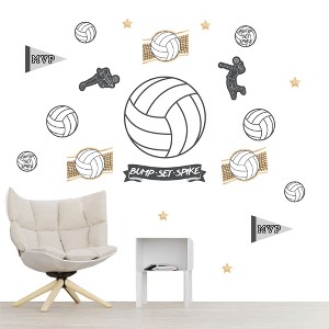 Big Dot of Happiness Bump, Set, Spike - Volleyball - Peel and Stick Sports Decor Vinyl Wall Art Stickers - Wall Decals - Set of 20 - 1 of 4