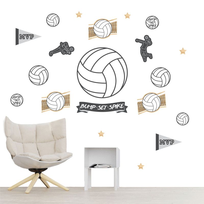 Big Dot of Happiness Bump, Set, Spike - Volleyball - Peel and Stick Sports Decor Vinyl Wall Art Stickers - Wall Decals - Set of 20, 1 of 9